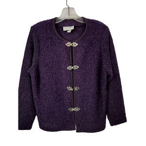 3210)Vintage C.D Petites Boucle Purples Decorative Hook Closure Blazer Sweater M